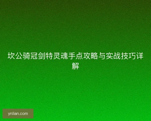 坎公骑冠剑特灵魂手点攻略与实战技巧详解