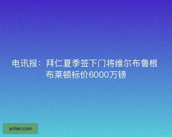 电讯报：拜仁夏季签下门将维尔布鲁根 布莱顿标价6000万镑