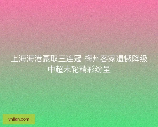 上海海港豪取三连冠 梅州客家遗憾降级中超末轮精彩纷呈