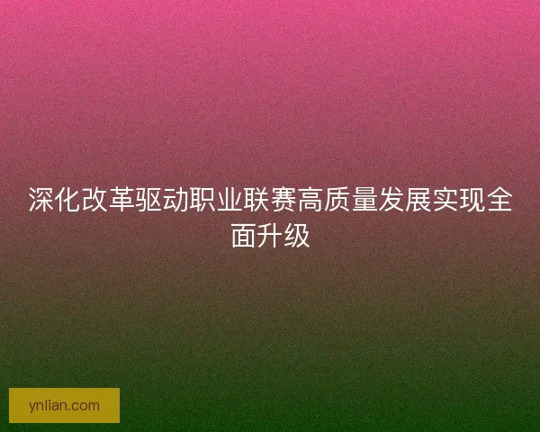 深化改革驱动职业联赛高质量发展实现全面升级
